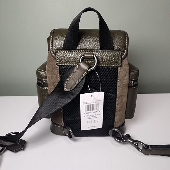 NWT Coach CCE79 Sprint Sling Pack Suede Small Messenger Bag Uniform Green - Picture 3 of 7